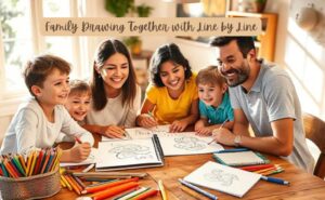 Family Drawing Together with Line by Line